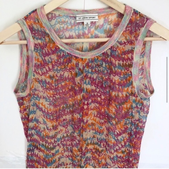 St John Sport Sheer Tank Top Pink Drawstring - Picture 4 of 7